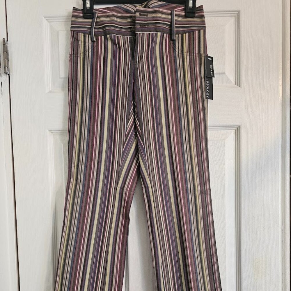 Vintage Ideology Women’s Bootleg Cotton Pants – Size 0, Colorful Stripes NWT